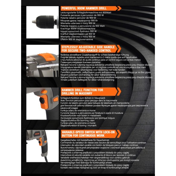 High Performance KSB 900 D Impact Drill with 13mm Keyless Chuck | KSEIBI