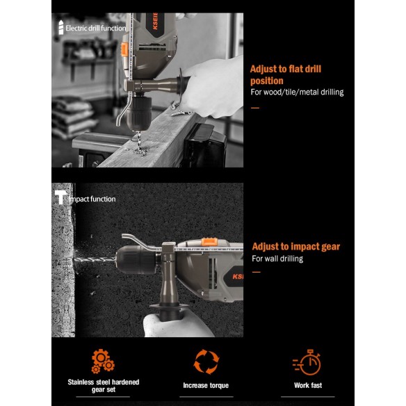 强大冲击钻13毫米无钥匙 | KSEIBI