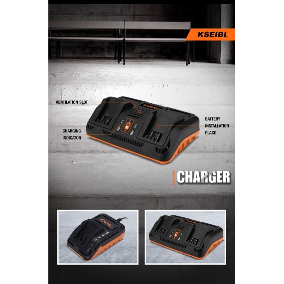Fast Charging 20V-24 D Dual Port Charger for Power Tools | KSEIBI