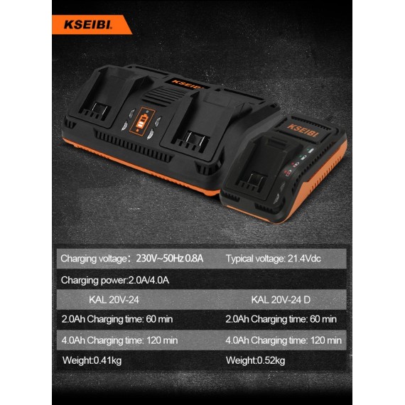 Fast Charging 20V-24 D Dual Port Charger for Power Tools | KSEIBI