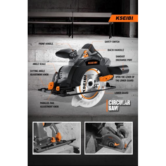 Powerful 20V Cordless Circular Saw, 165mm - Ideal for DIY Projects | KSEIBI