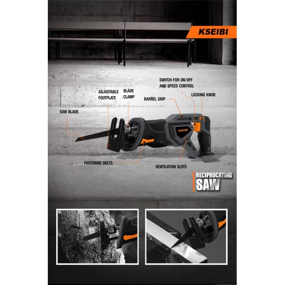 Powerful 20V Cordless Reciprocating Saw - Ideal for DIY Projects | KSEIBI