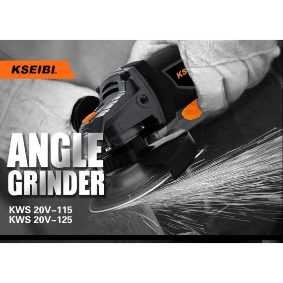سنگ رومیزی زاویه‌ای بی‌سیم ۲۰ ولت KWS 20V-125، ۱۲۵ میلی‌متر | KSEIBI