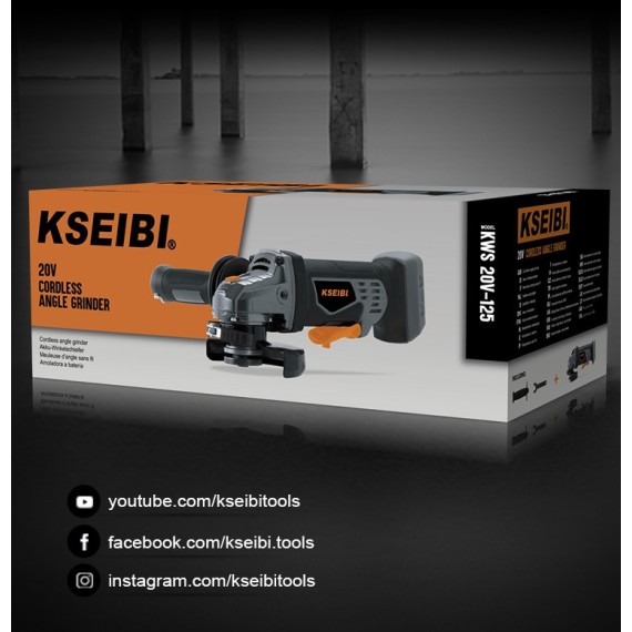 سنگ رومیزی زاویه‌ای بی‌سیم ۲۰ ولت KWS 20V-125، ۱۲۵ میلی‌متر | KSEIBI