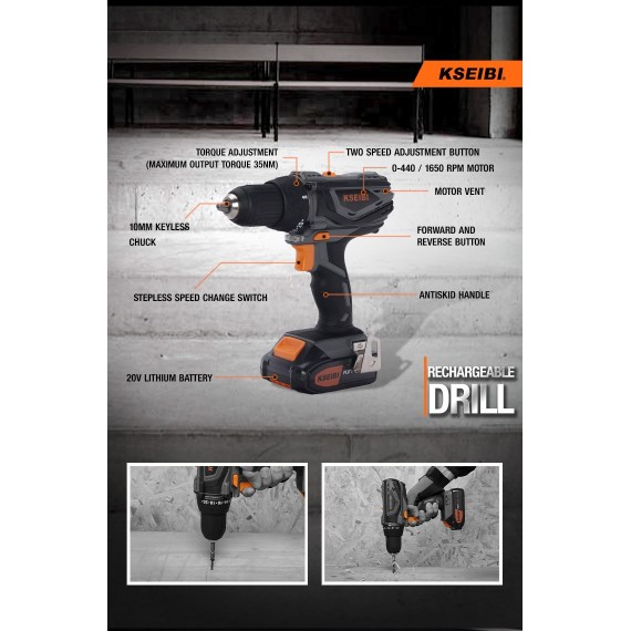 Powerful 20V Cordless Drill for DIY Projects | KSEIBI