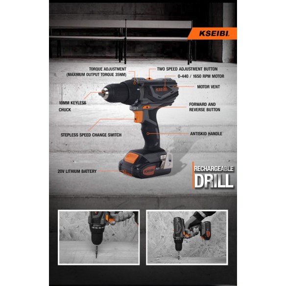 Powerful 20V Cordless Drill for DIY Projects | KSEIBI