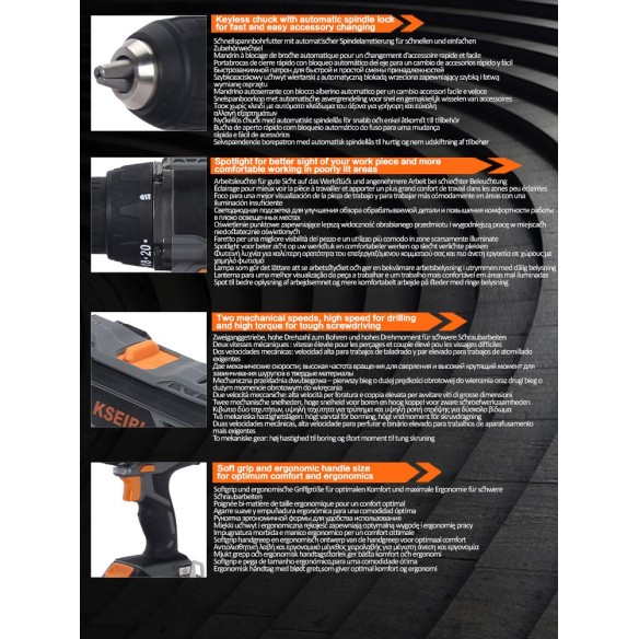 20V 无线电钻，轻松便携，高效实用 | KSEIBI