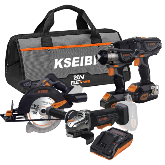 أفضل طقم لاسلكي 20V (4 أدوات) للمهنيين | KSEIBI