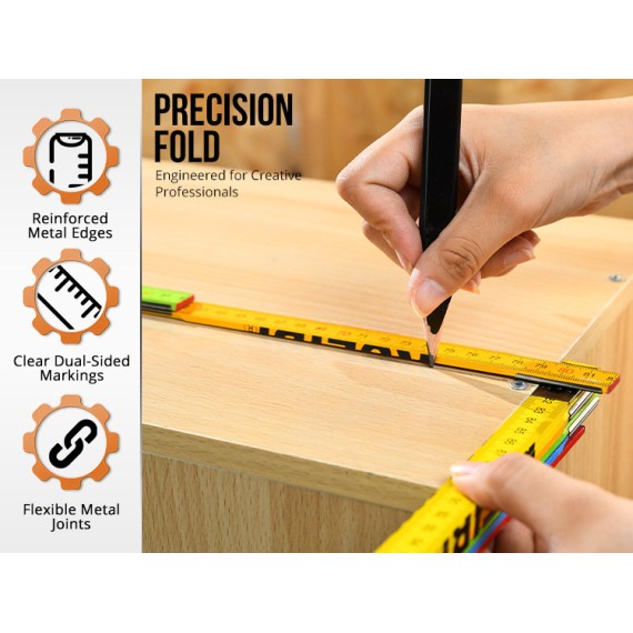 Premium Wooden Folding Ruler for Accurate Measurements | KSEIBI