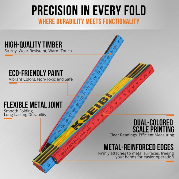 Premium Wooden Folding Ruler for Accurate Measurements | KSEIBI