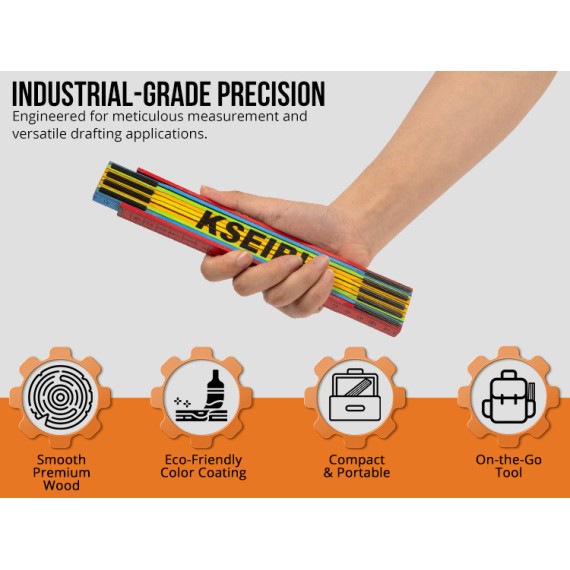 Premium Wooden Folding Ruler for Accurate Measurements | KSEIBI