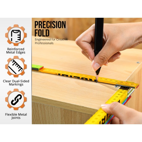 Premium Wooden Folding Ruler for Accurate Measurements | KSEIBI