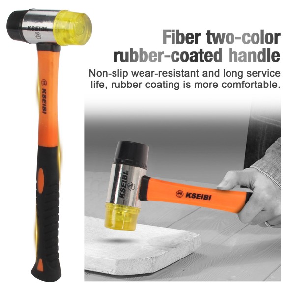 Durable Two Way Rubber Mallet ProGrip for Precision Work | KSEIBI