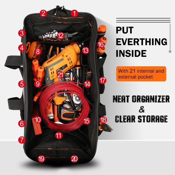 Durable Tool Bag with Plastic Base for Easy Transportation | KSEIBI