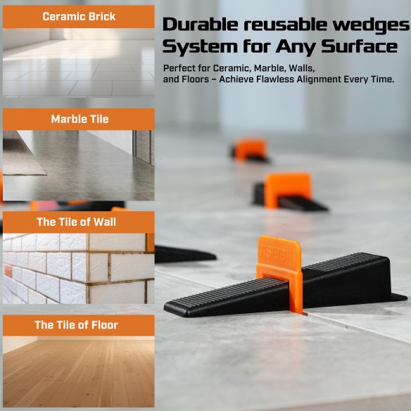 Professional Tile Leveling System Wedges for Perfect Flooring Alignment | KSEIBI