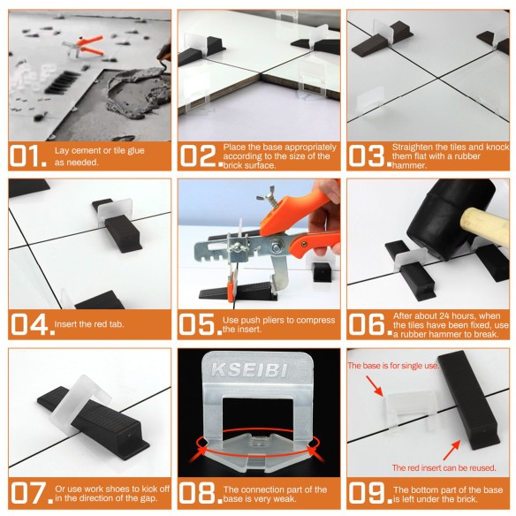 Achieve Perfectly Level Tiles with Our Innovative Tile Leveling System Clips | KSEIBI