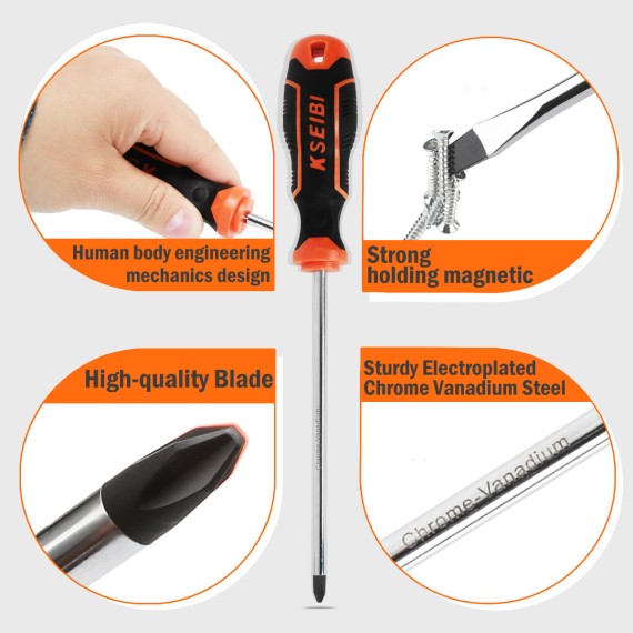 High-Quality Slotted &amp; Philips Screwdriver Set for Precision Jobs | KSEIBI