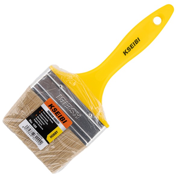 Premium Plastic Handle White Paint Brush - Yellow for Professional Painting | KSEIBI