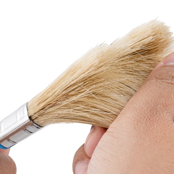 قلم موی رنگ با موهای سفید و دسته پلاستیکی آبی روشن | KSEIBI