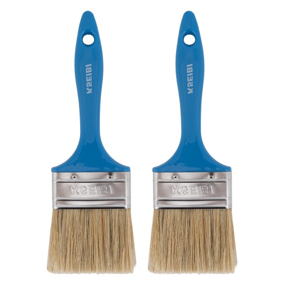 قلم موی رنگ با موهای سفید و دسته پلاستیکی آبی روشن | KSEIBI