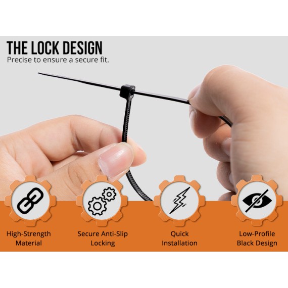 耐用尼龙电缆扎带黑色，适用于家庭和专业使用 | KSEIBI