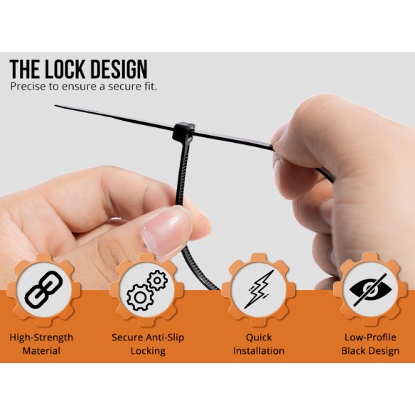 Secure Your Cables with Durable Black Nylon Cable Ties | KSEIBI