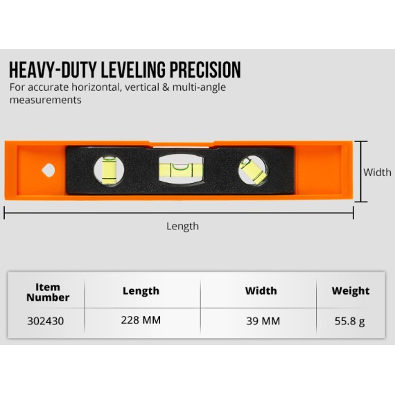 三水泡磁性塑料水平尺适用于木工和金属工 | KSEIBI