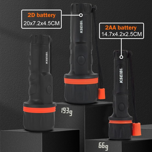 High-Quality LED Rubber Torch with 3 LED Lights for Bright Illumination | KSEIBI