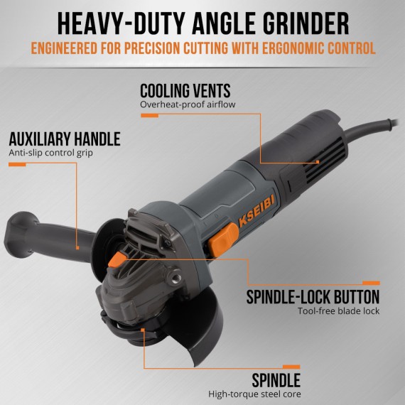 Powerful 115mm Angle Grinder for Precision Cutting and Grinding | KSEIBI