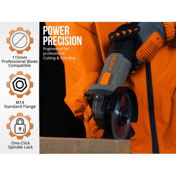 Powerful 115mm Angle Grinder for Precision Cutting and Grinding | KSEIBI