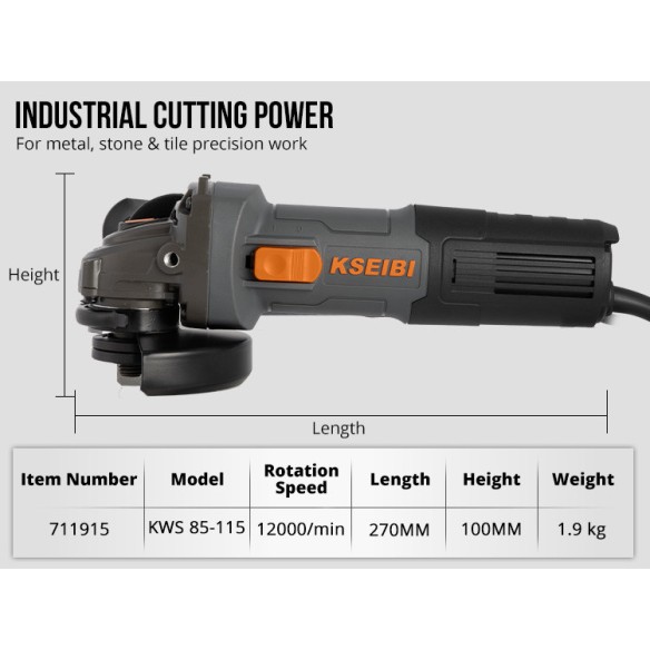 Powerful 115mm Angle Grinder for Precision Cutting and Grinding | KSEIBI