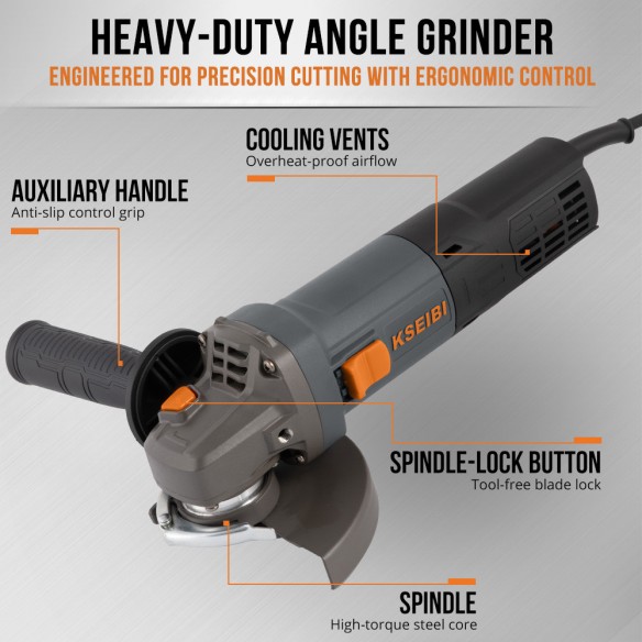 Powerful Variable Speed Angle Grinder for Precision Cutting | KSEIBI