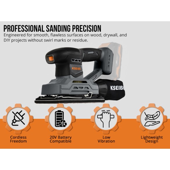 High-Powered Cordless Finishing Sander for Precision Woodworking | KSEIBI