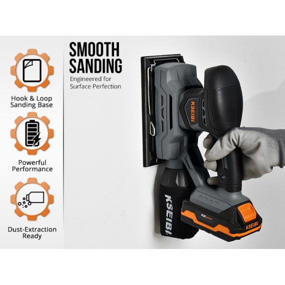 High-Powered Cordless Finishing Sander for Precision Woodworking | KSEIBI