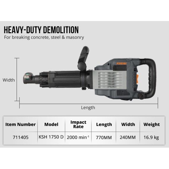 High-Power KSH 1750 D Demolition Hammer for Tough Jobs | KSEIBI