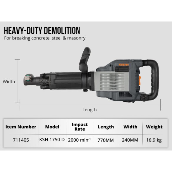 High-Power KSH 1750 D Demolition Hammer for Tough Jobs | KSEIBI