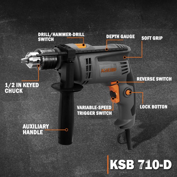 High-performance KSB 710 D 13mm Impact Drill for Professionals | KSEIBI