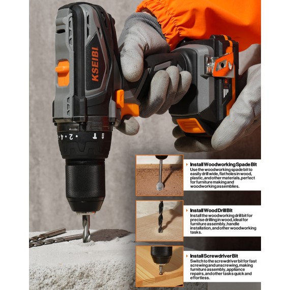 High-Performance 20V Cordless Impact Drill with 2 Batteries | KSEIBI