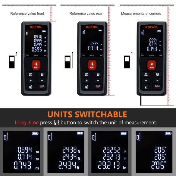 Accurate and Easy-to-Use KLM 100 Laser Measure for Professionals | KSEIBI