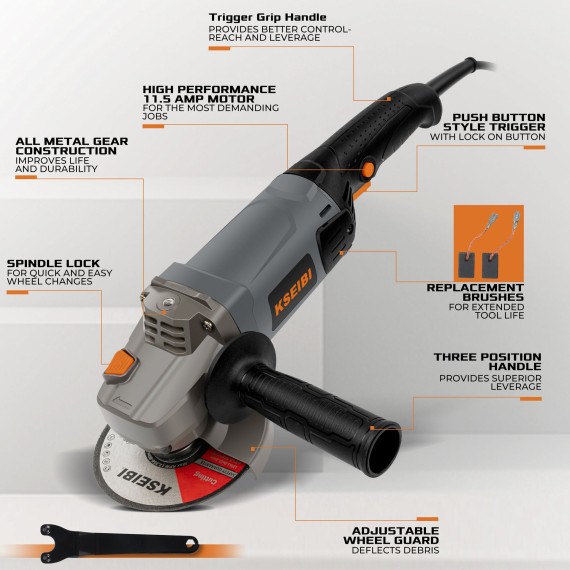 معدة جلخ خرسانية كهربائية KCG 15-125 L، 5 بوصة، 11.5 أمبير | KSEIBI