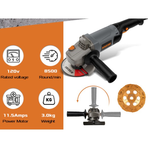 Шлифмашина по бетону KCG 15-125 L, 125 мм, 11,5 А | KSEIBI