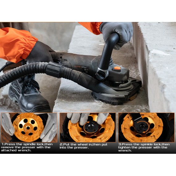 KCG 15-125 L 5-Inch Concrete Grinder, 11.5-Amp Power | KSEIBI