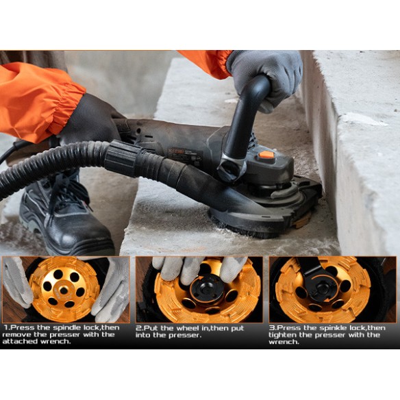 KCG 15-125 L 5-Inch Concrete Grinder, 11.5-Amp Power | KSEIBI