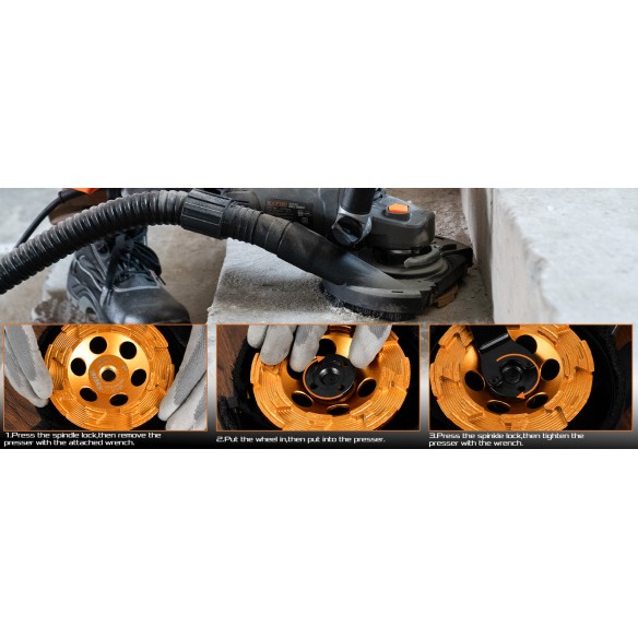 KCG 15-125 L 5-Inch Concrete Grinder, 11.5-Amp Power | KSEIBI