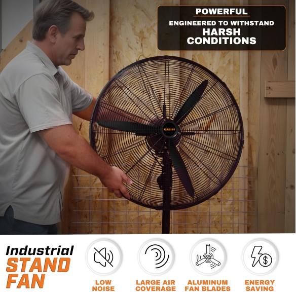 Powerful Industrial Stand Fan for Cooling Large Spaces | KSEIBI
