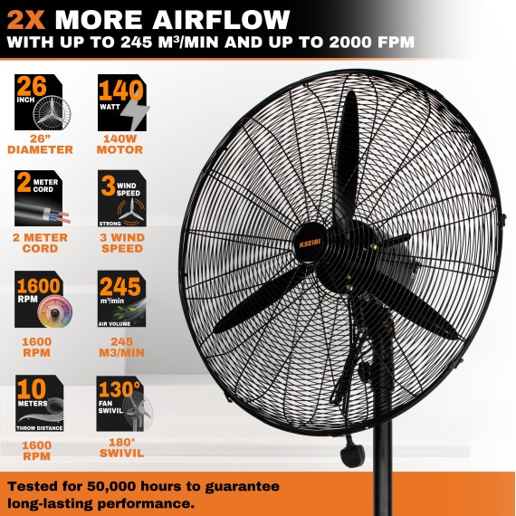 KCF 14-650 S 工业立式风扇 650毫米 140W 专业品质 | KSEIBI