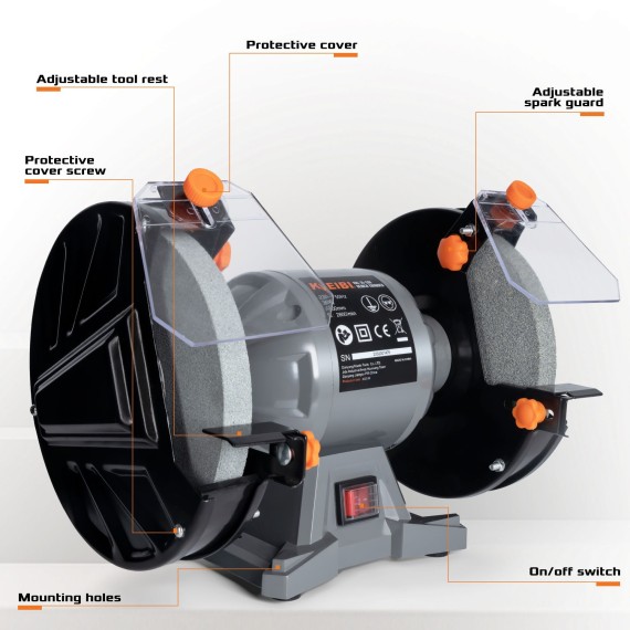 Powerful 150W Bench Grinder 150mm - Top Quality Tools | KSEIBI