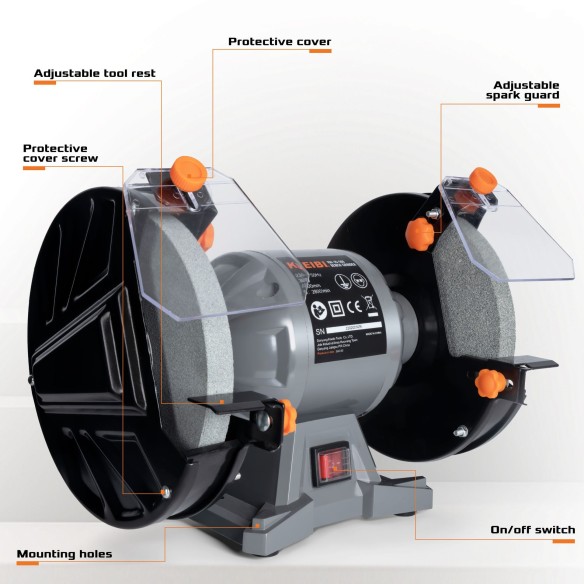 Powerful 150W Bench Grinder 150mm - Top Quality Tools | KSEIBI