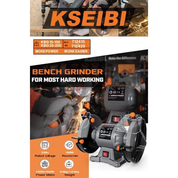 Powerful 150W Bench Grinder 150mm - Top Quality Tools | KSEIBI
