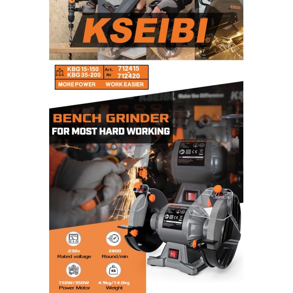 Powerful 150W Bench Grinder 150mm - Top Quality Tools | KSEIBI